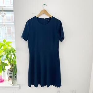 Banana Republic Dark Navy Blue Scallop Hem Dress Size 12